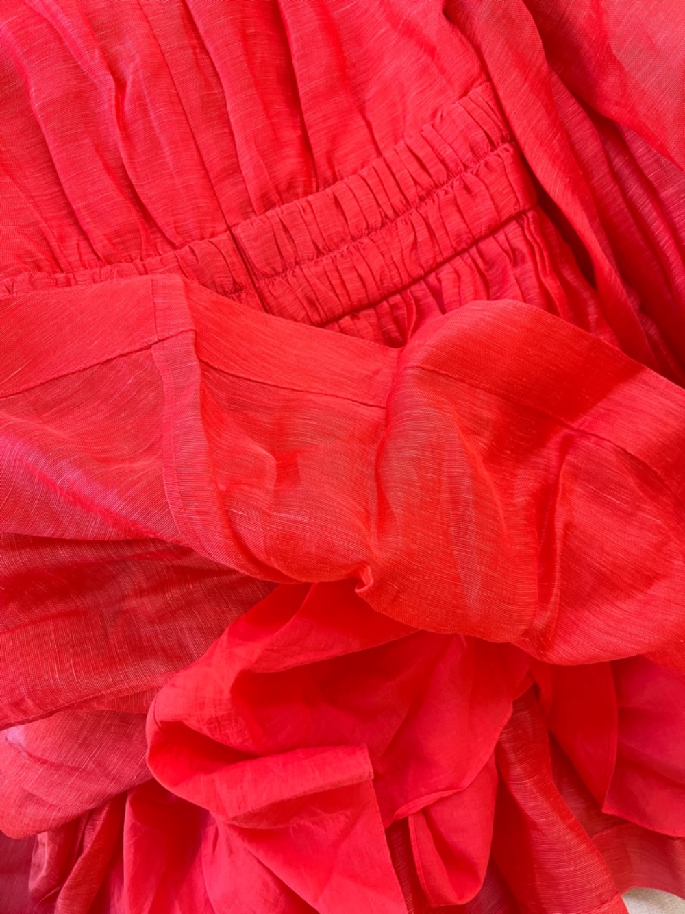 Zimmermann Coral Red Ruffle Detail Dress - Picture 10 of 10